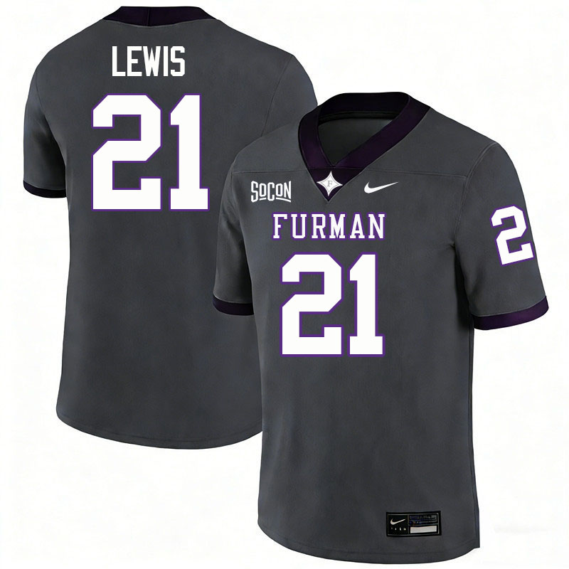 Furman Paladins #21 Billy Lewis College Football Jerseys,Uniforms-Grey